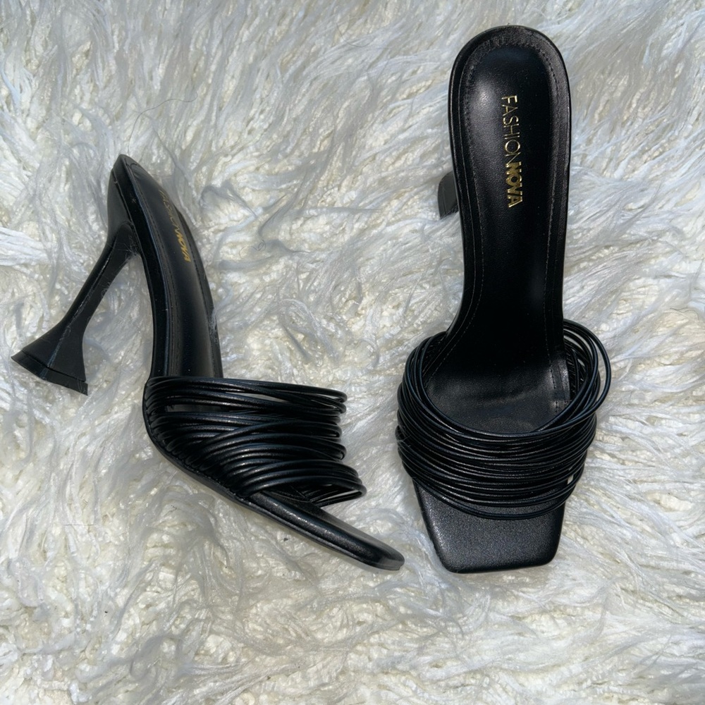 Black Heeled Mules
